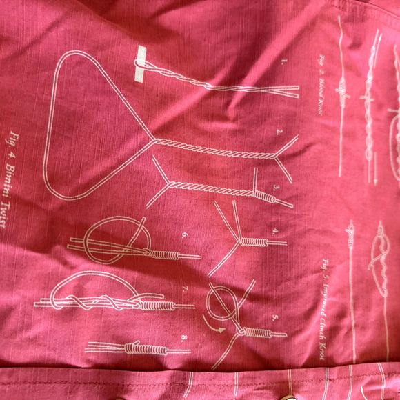 Columbia Shirt Men Large Red Vintage River Lodge Red Knots Print Outdoor Boating - Picture 8 of 9